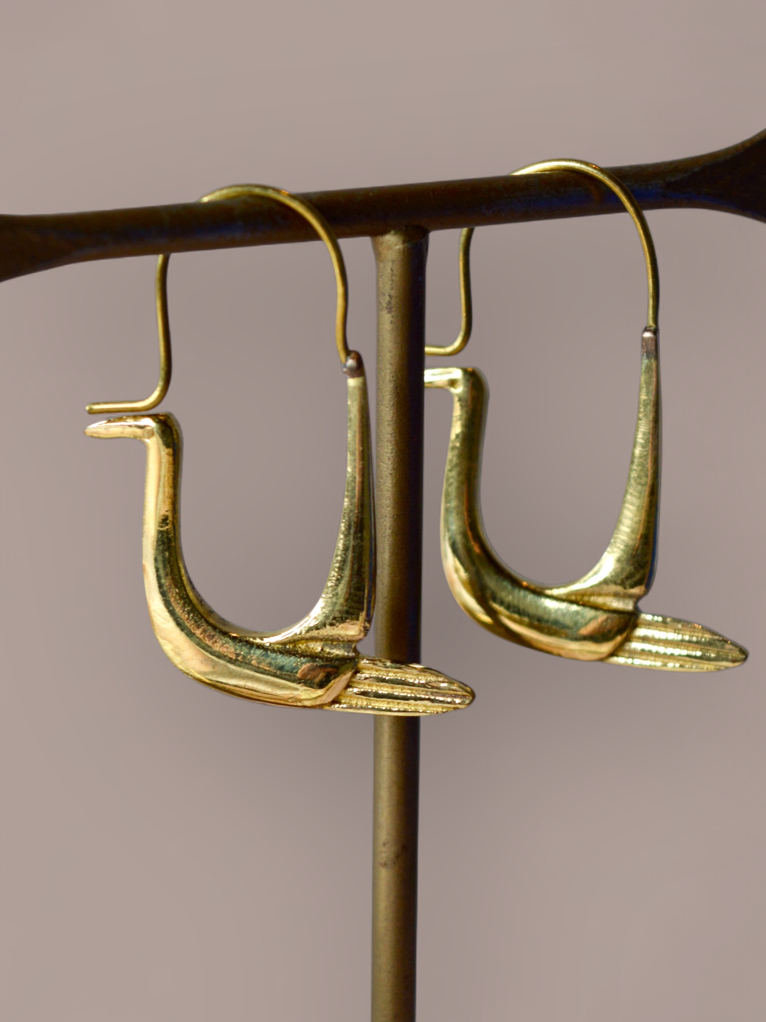 Bohemian Swan Earrings Brass
