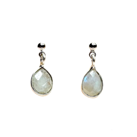 Moonstone Silver Plated Earstuds / Edelsteen Oorstekers