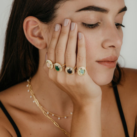 Rose Quartz Oval Ring Gold Vermeil