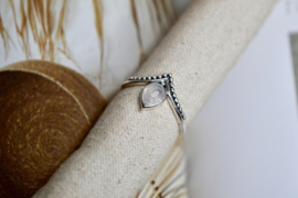 Moonstone Drop Chevron Ring Sterling Silver