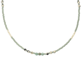 Dalmatian Collection Green Beaded Necklace (Silver/Gold) (1pc)