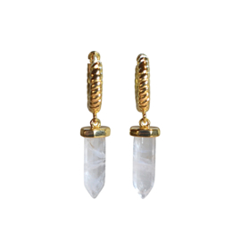 Crystal Arrow Point Gold Plated Earrings