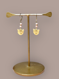 Lucky Cats Earrings Brass