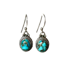 Turquoise Sterling Silver Boho Earrings / Edelsteen Oorbellen