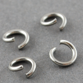 Buigringen 6x1 mm RVS Zilver, ±22 st.