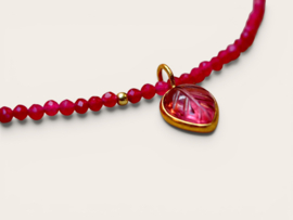 Robijn en Roze Toermalijn Ketting - Gold Vermeil