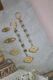 Lunar Eye Labradoriet Oorbellen - Gold Plated