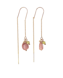 2-Stone Chain Rhodochrosite Earring / Edelsteen Oorbellen