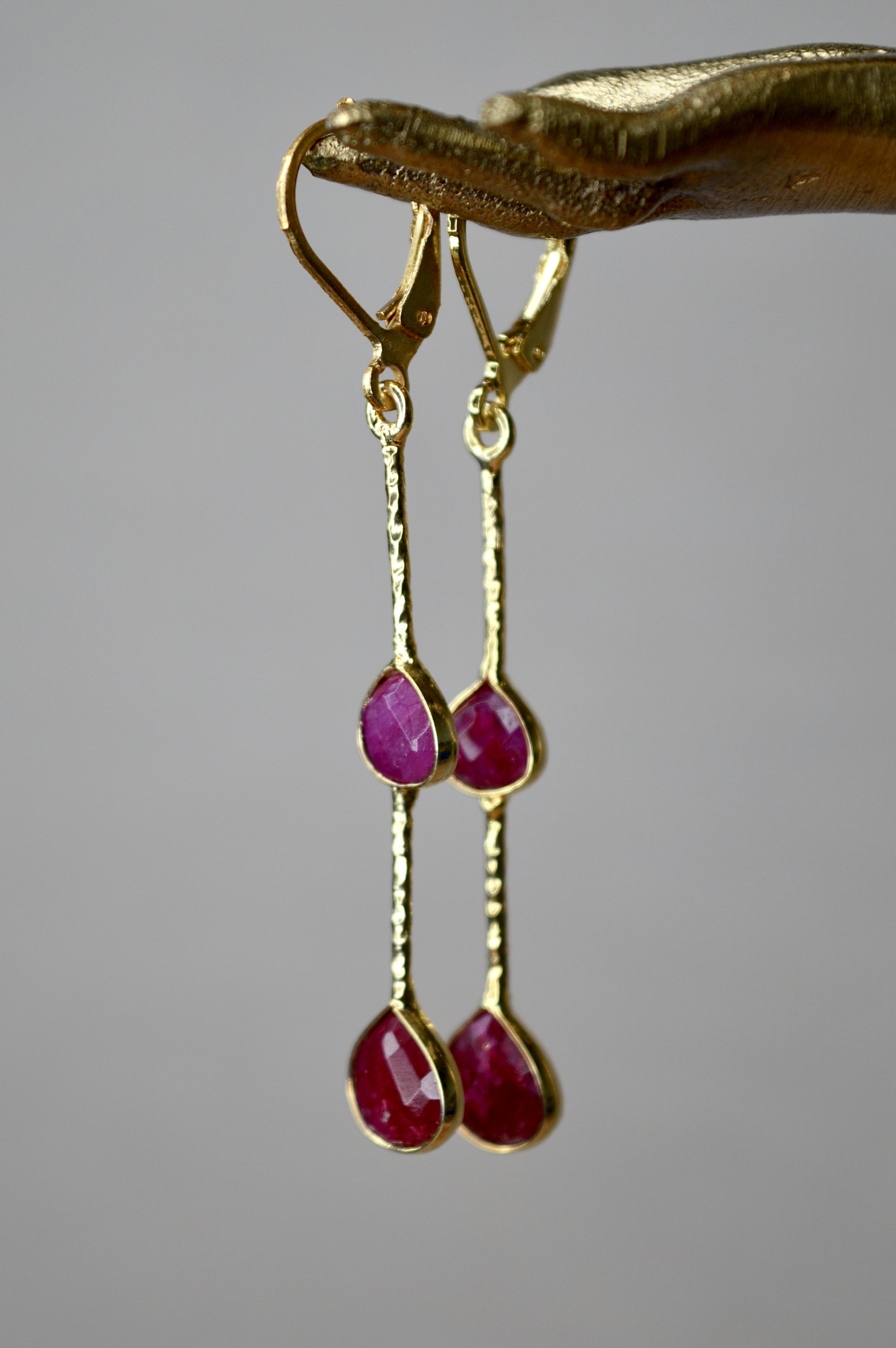 Mehira Dusk Ruby Earrings Gold Plated