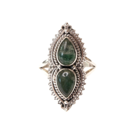 Green Jade 2-Stone Ring Sterling Silver