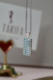 Zircon Tablet Necklace / Sterling Silver Ketting