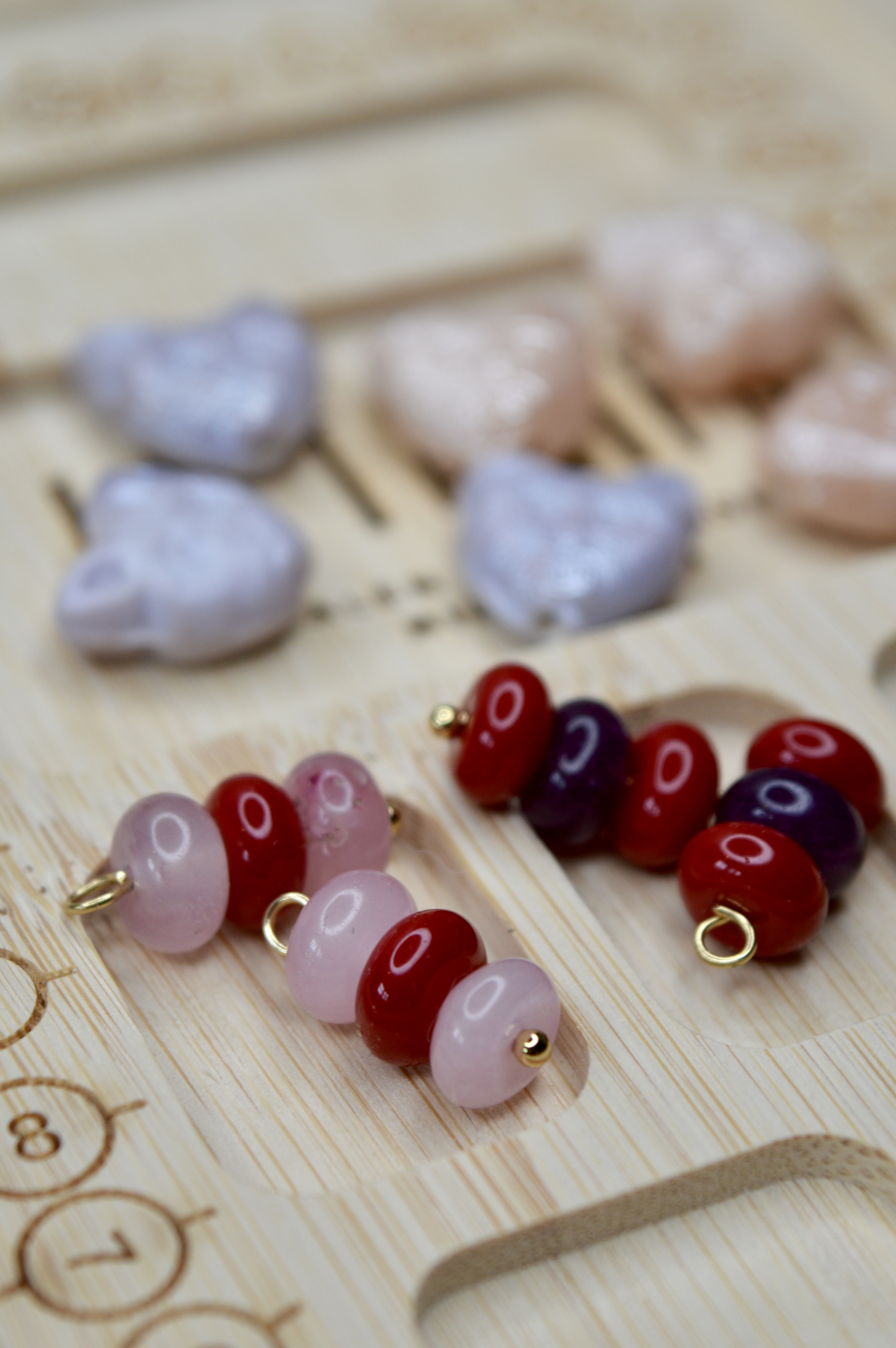 Jade 3-Stone Pendant Red/ Purple