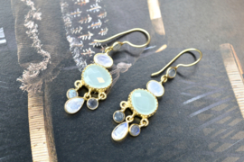 Thane Long Multi Stone Earrings Gold Vermeil