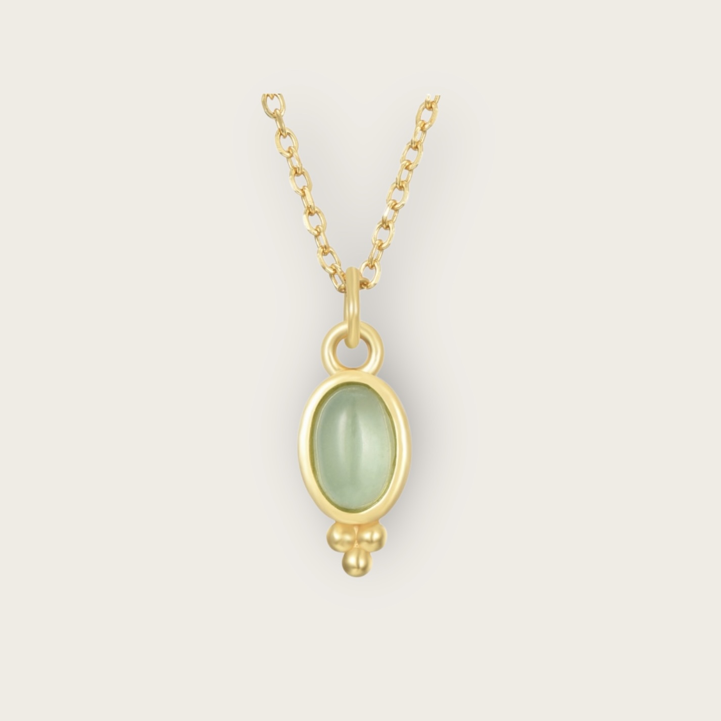 Oval 3-Dots Chalcedony Necklace Gold Vermeil
