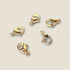 Karabijnsluiting RVS Goud 12 x 6 mm (5x)