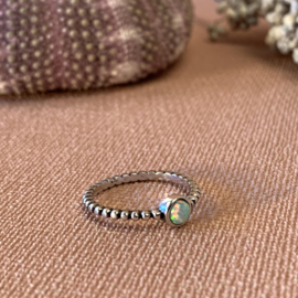 Round Fire Snow Ring Sterling Silver