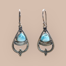 Larimar Bohemian Earrings Sterling Silver / Oorbellen