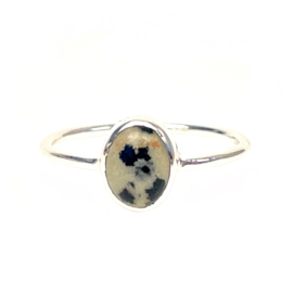 Oval Dalmatian Jasper Ring Sterling Silver