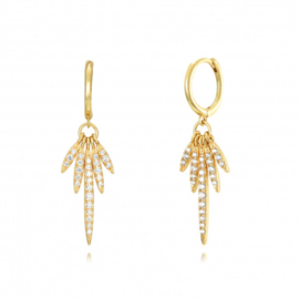 Feather Hoop Earrings - Zirconia - Gold Vermeil Oorbellen