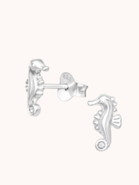 Zeepaardjes met Zirkonia Oorstekers - Sterling Zilver