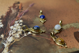 Boho Oval Gemstone Pendant Brass
