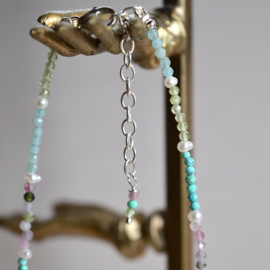 Multi Stone Beaded Necklace Sterling Silver