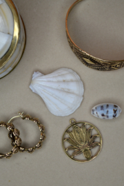 Button Hoops Oorbellen - Brass