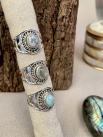 Dendritic Agate Boho Ring Sterling Silver