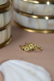 Green Zircon Flower Hoops Gold Plated