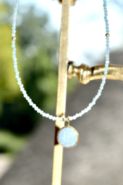 Apatiet en Blauw Opaal Ketting - Gold Vermeil