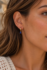 Lapis Lazuli Goutte Earrings - Gold Plated