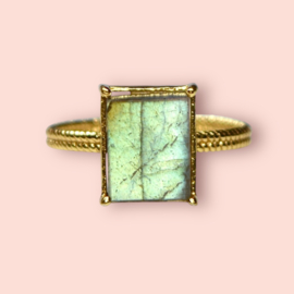 Labradorite Big Square Ring Gold Vermeil / Muja Juma