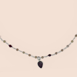 Amethist Mystic Leaf Ketting - Silver Plated