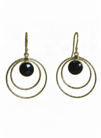 Zwarte Onyx Mati Oorbellen - Gold Plated