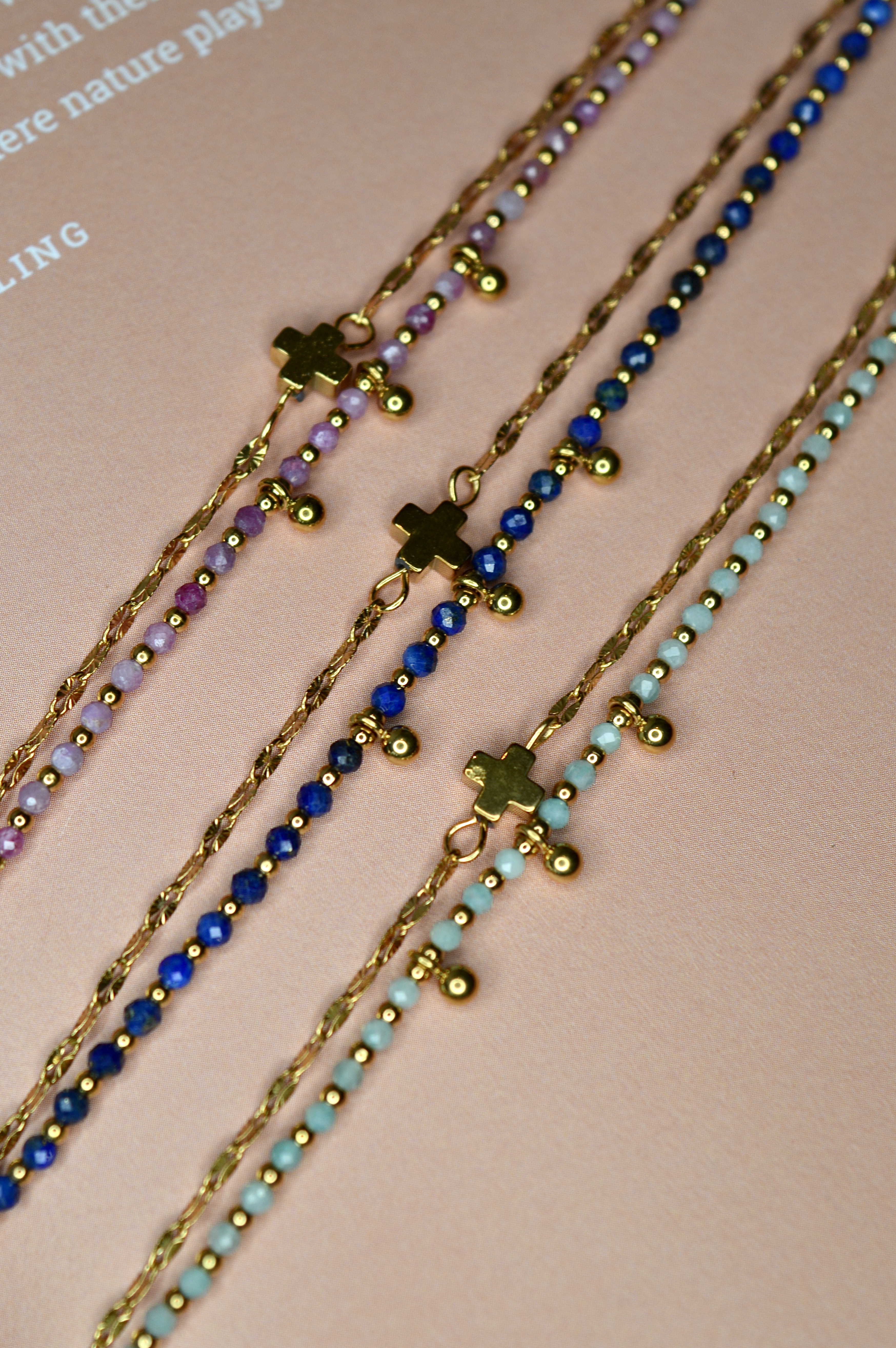Amazonite Cross Bracelet