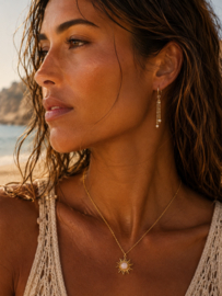 Rozenkwarts Zon Ketting - Gold Vermeil
