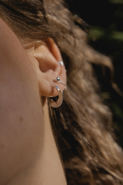 Tribal Stripe Hoop Studs Sterling Silver / Oorstekers