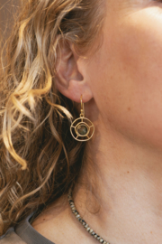 Mystic Wheel Labradoriet Oorbellen - Gold Plated