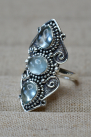 Boho 3-Stone Aquamarine Ring Sterling Silver