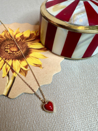 Red Heart Necklace Gold Plated / Ketting