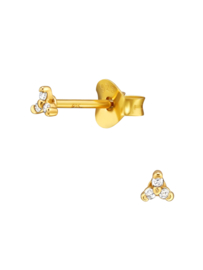 Diamond Trinity Ear Studs - Gold Vermeil