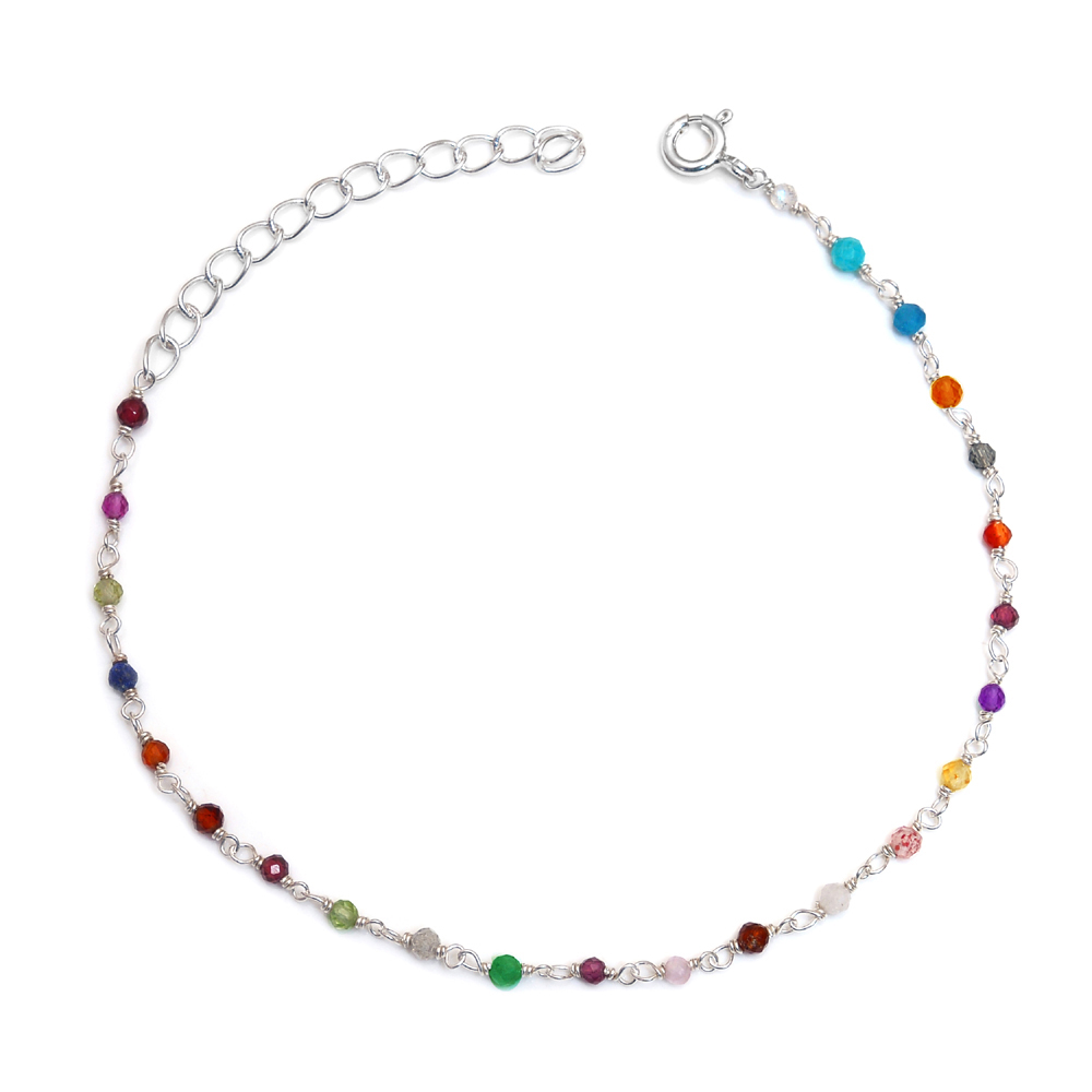 Gemstone Mix Harmonic Bracelet / Sterling Silver
