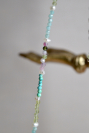 Multi Stone Beaded Necklace Sterling Silver