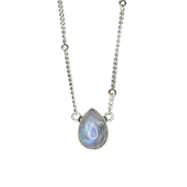 Raindrop Shaped Moonstone Necklace / Sterling Silver