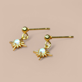 Tiny Opal Star Oorknopjes - Gold Plated