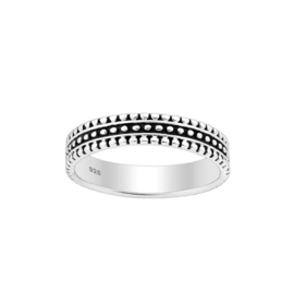 Stripes & Dots Ring Sterling Silver