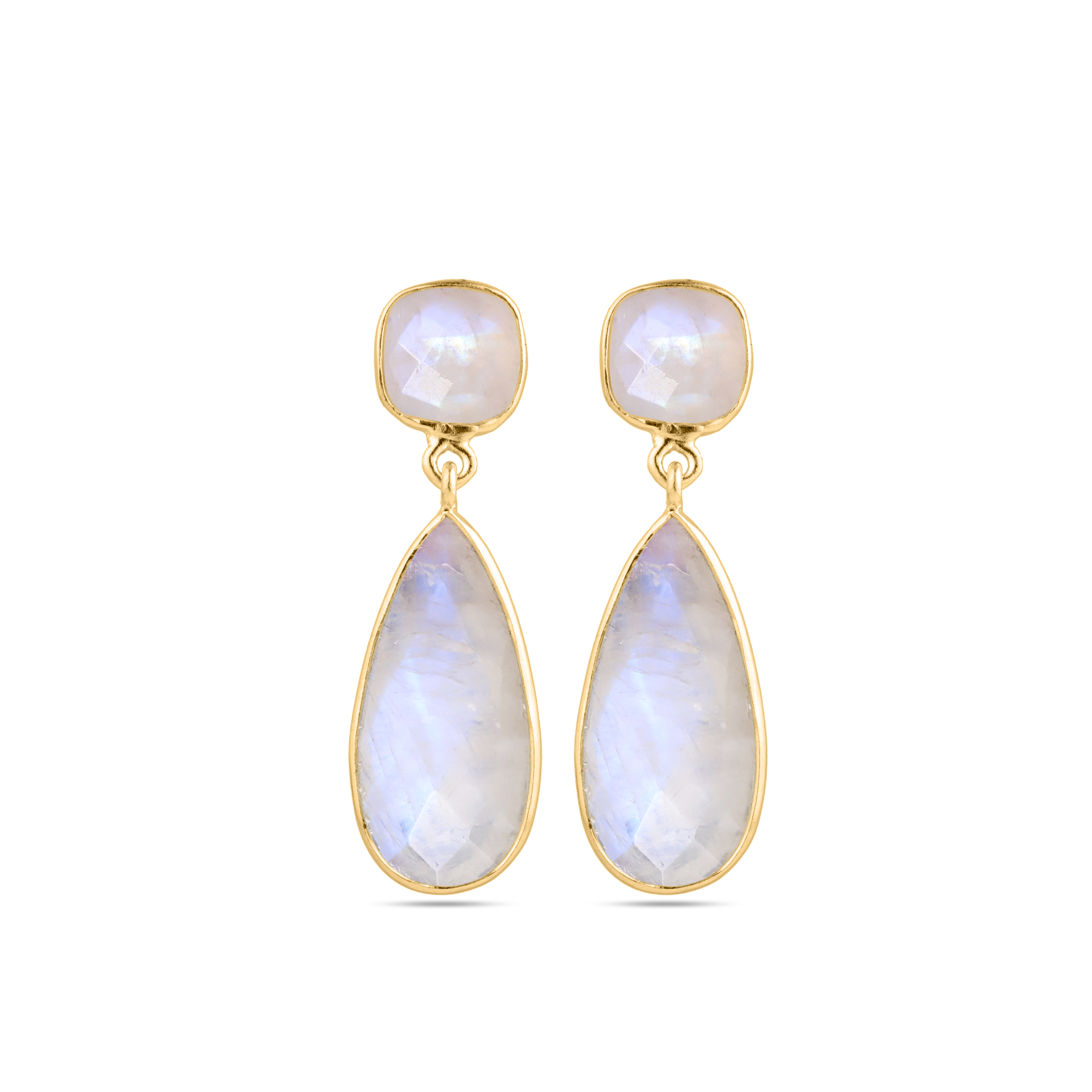 2-Stone Moonstone Gold Vermeil Earrings