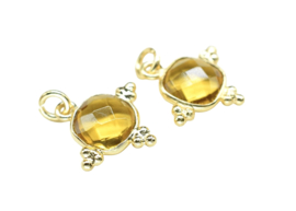 Dotted Square Citrien Hanger - Gold Plated