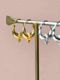Dotted Stripe Hoops Gold Vermeil