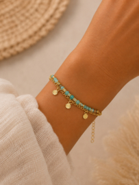Amazoniet Sundari  Armband - Stainless Steel Goud